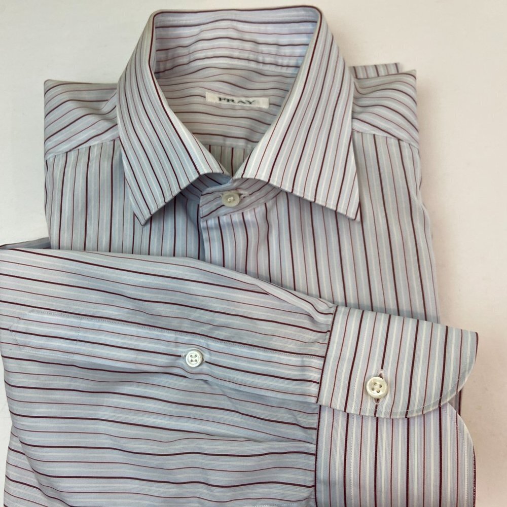 FRAY Shirt size 16 / 41 fitted Stripped Made in Italy